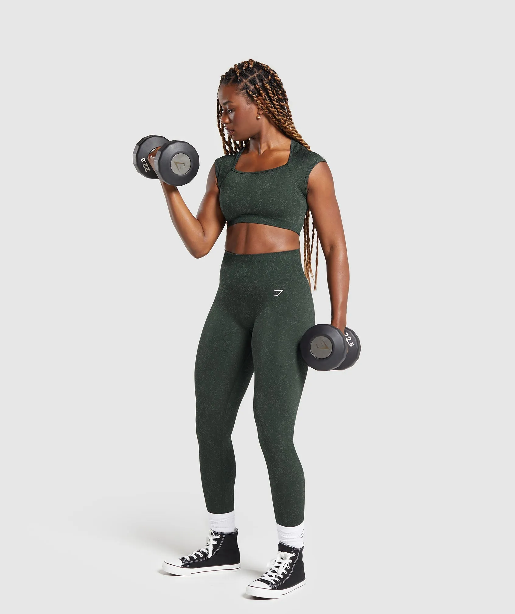 Gymshark Adapt Fleck Seamless Crop Top - Victory Green/Unit Green