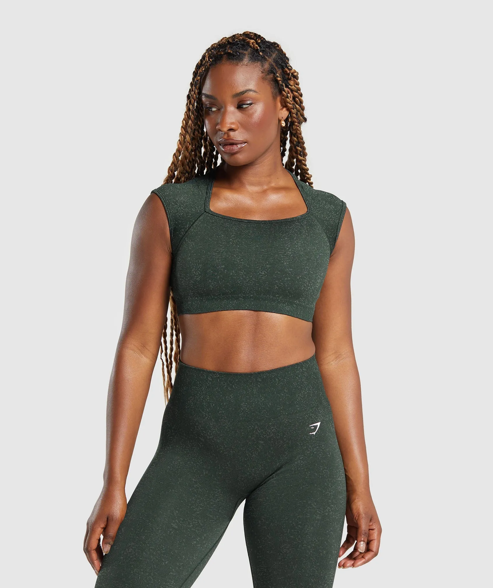 Gymshark Adapt Fleck Seamless Crop Top - Victory Green/Unit Green