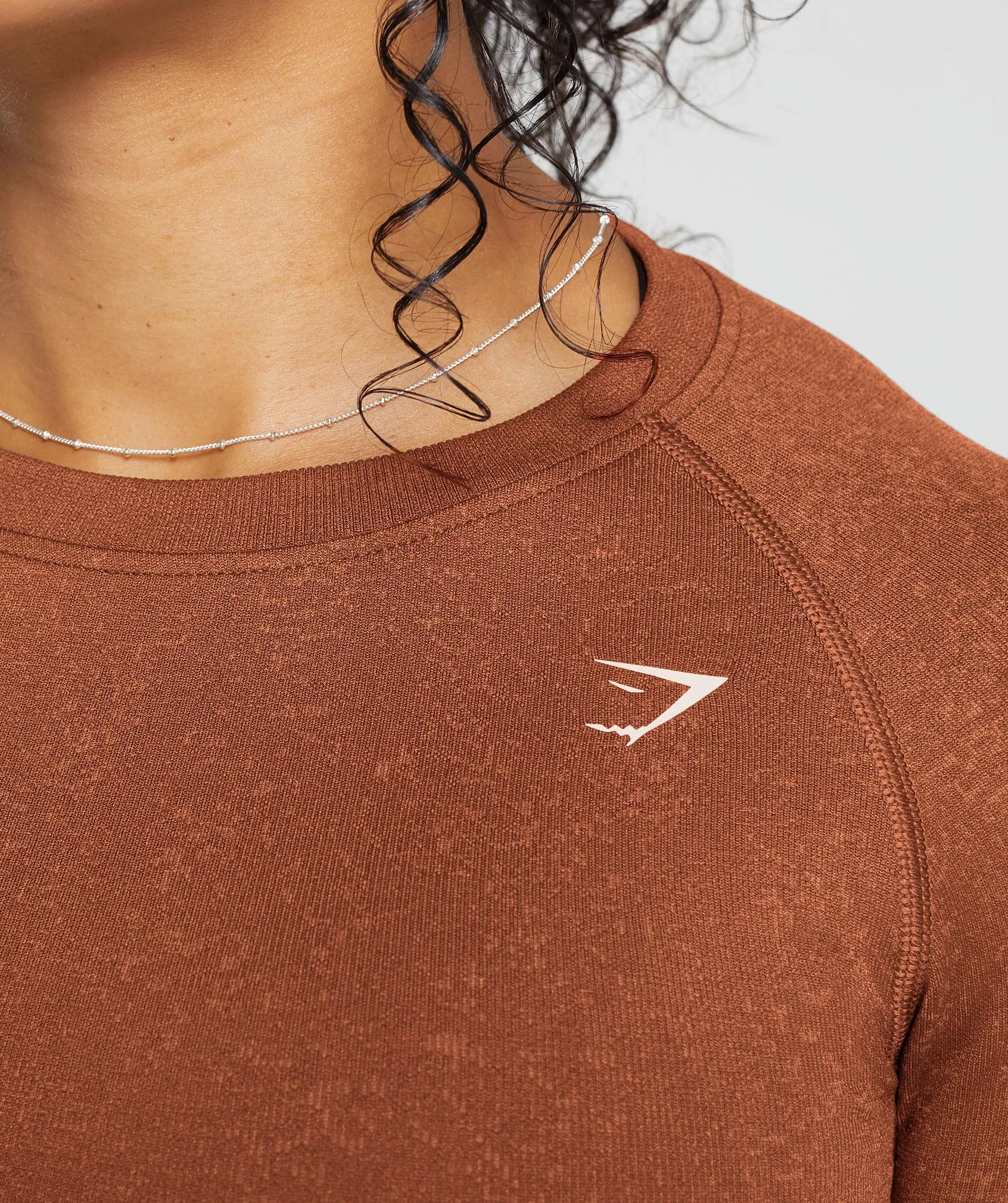 Gymshark Adapt Fleck Seamless Long Sleeve Crop Top - Copper Brown/Terracotta Orange