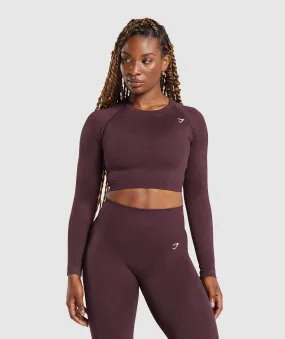 Gymshark Adapt Fleck Seamless Long Sleeve Crop Top - Depth Purple/ Steel Purple