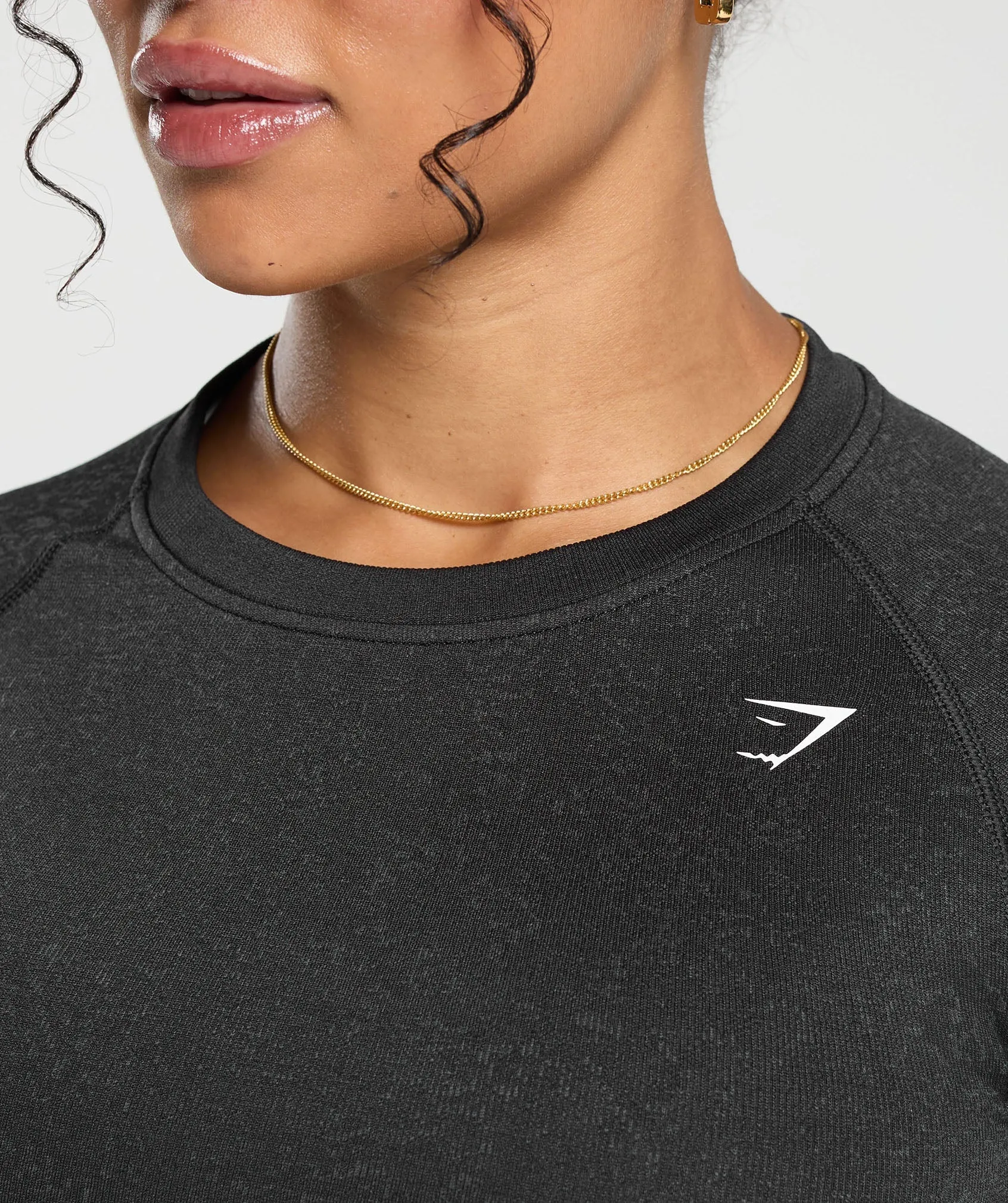 Gymshark Adapt Fleck Seamless Long Sleeve Crop Top - Mineral | Black