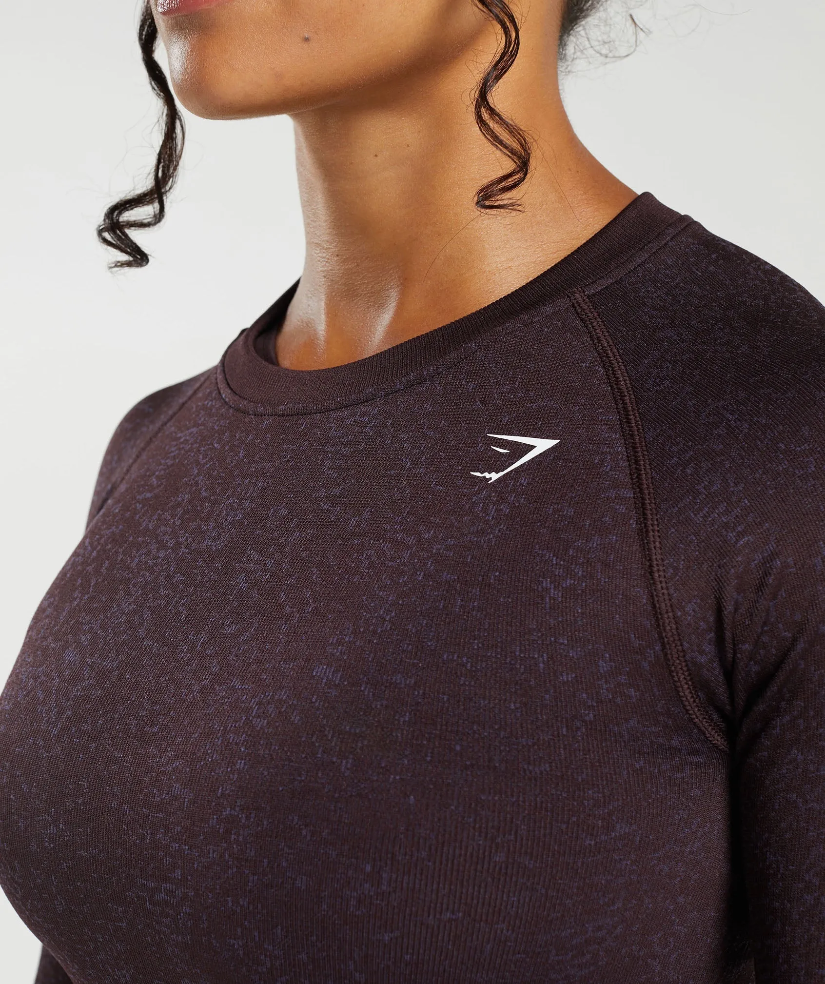 Gymshark Adapt Fleck Seamless Long Sleeve Crop Top - Plum Brown/Dewberry Purple