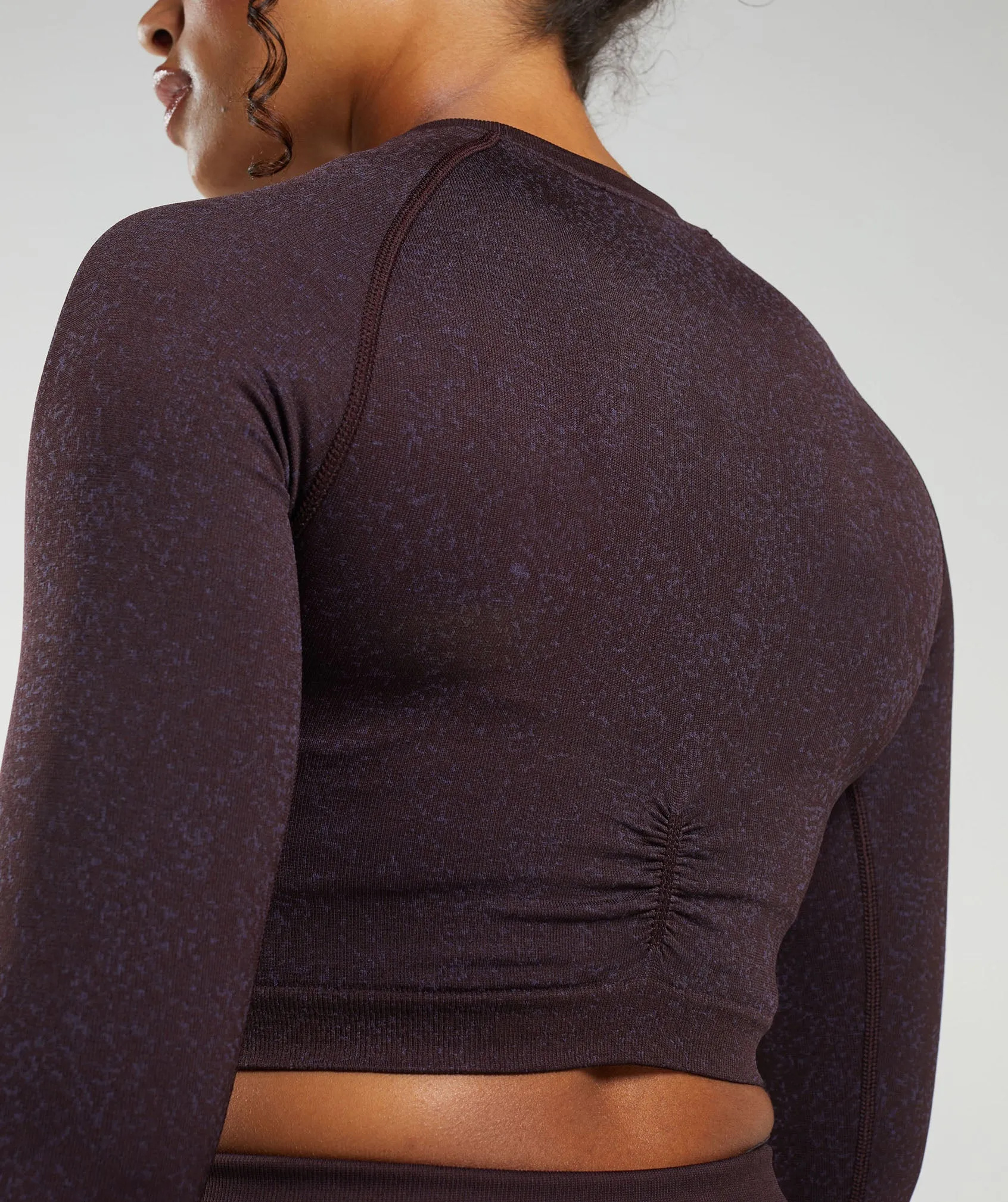 Gymshark Adapt Fleck Seamless Long Sleeve Crop Top - Plum Brown/Dewberry Purple