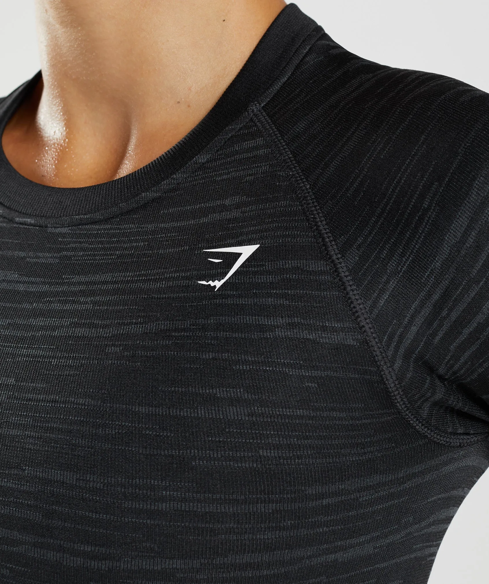 Gymshark Adapt Marl Seamless Long Sleeve Crop Top - Black/Smokey Grey