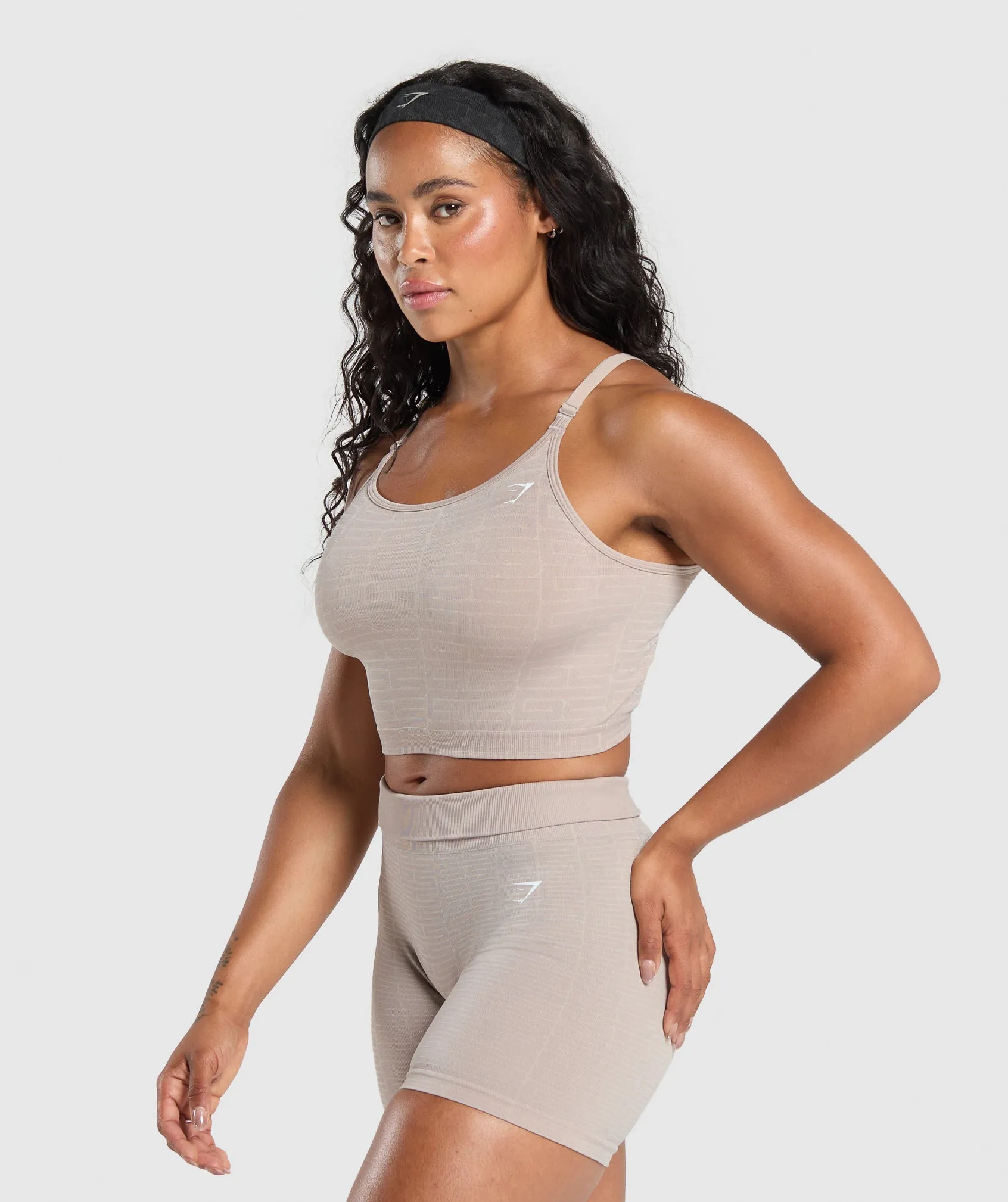 Gymshark Adapt Monogram Seamless Midi Tank - Stone Pink/Ecru White