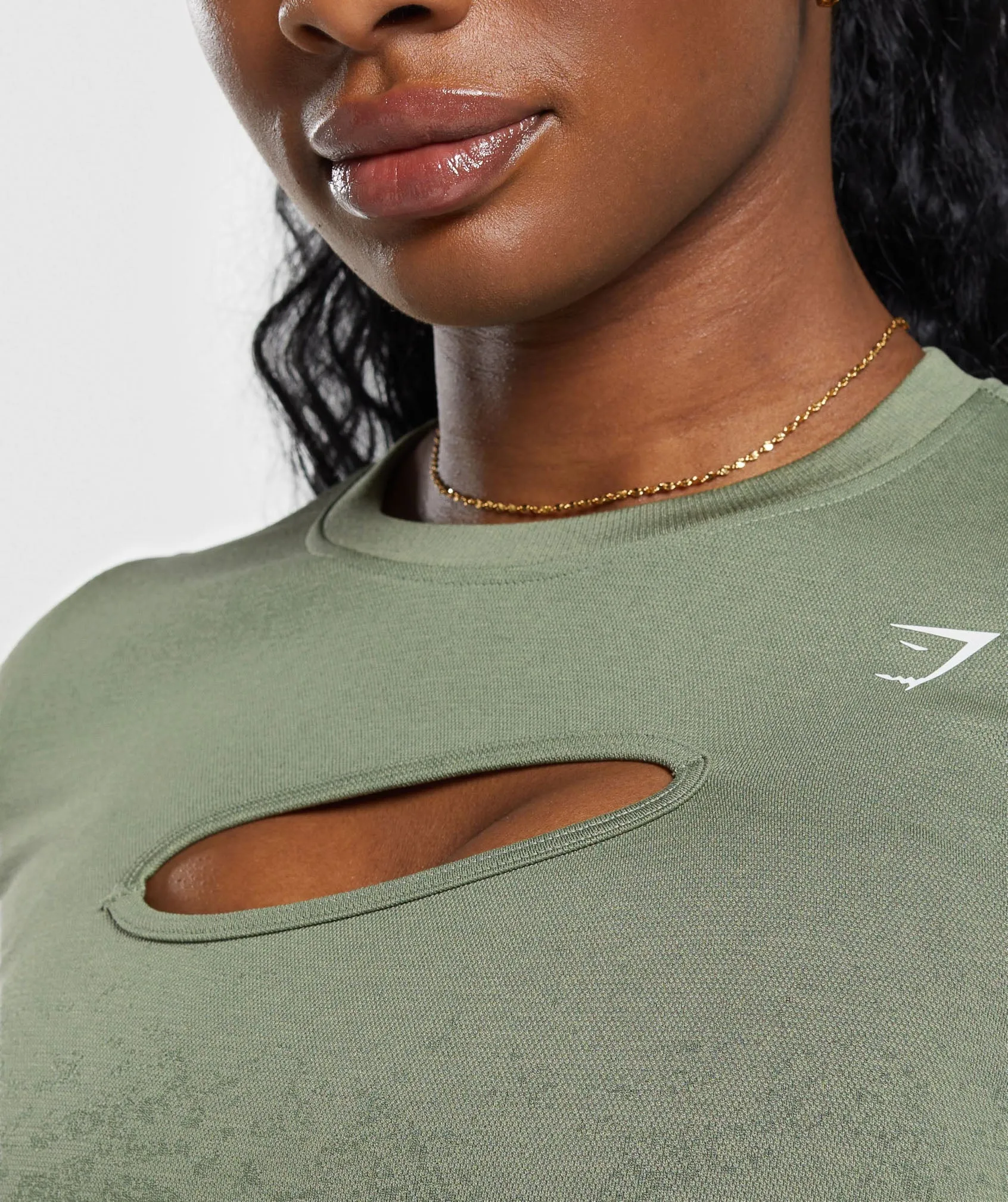 Gymshark Adapt Safari Seamless Faded Long Sleeve Top - Force Green/Faded Green