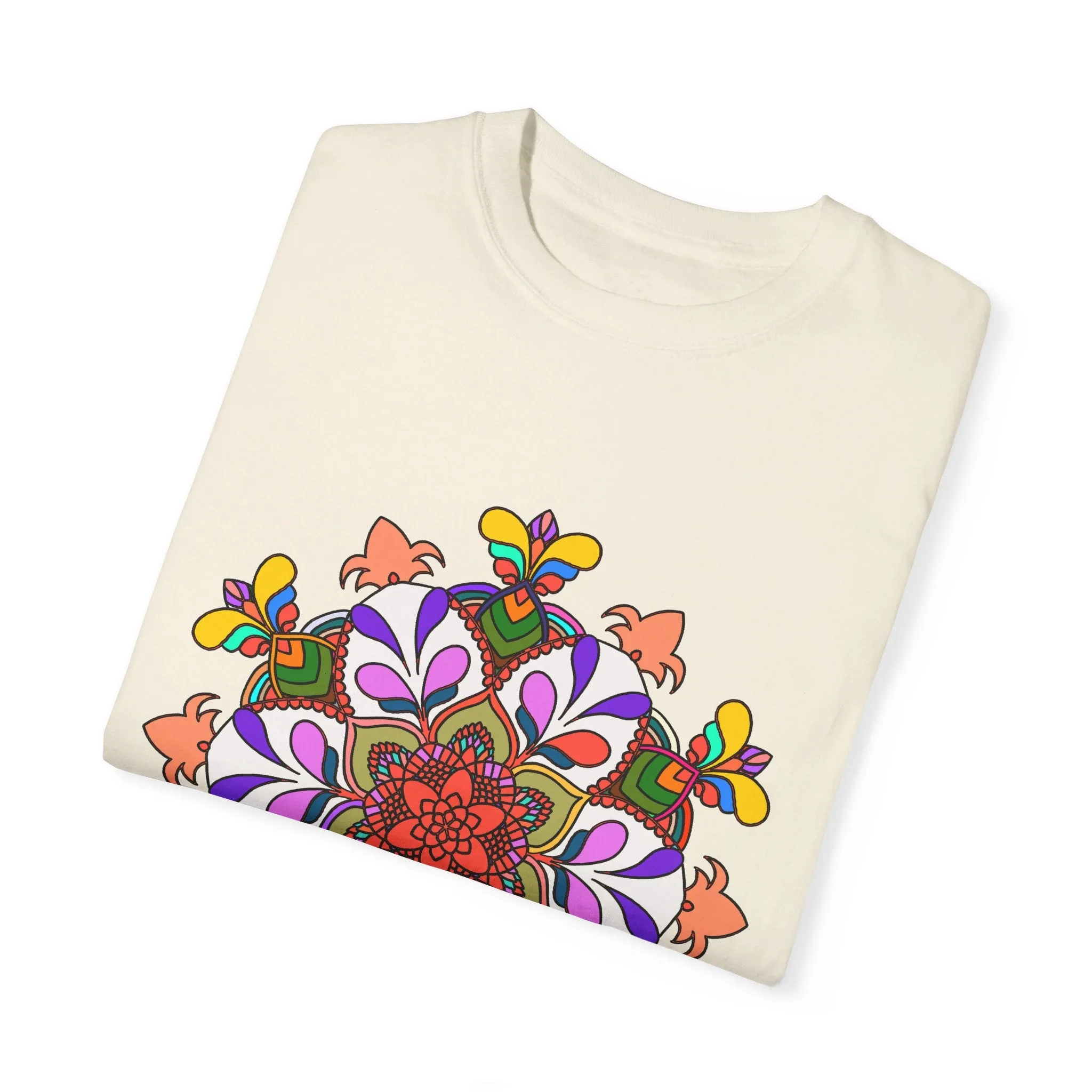 Hand-Drawn Mandala Art T-Shirt - 100% Ring-Spun Cotton - Garment-Dyed for Extra Comfort