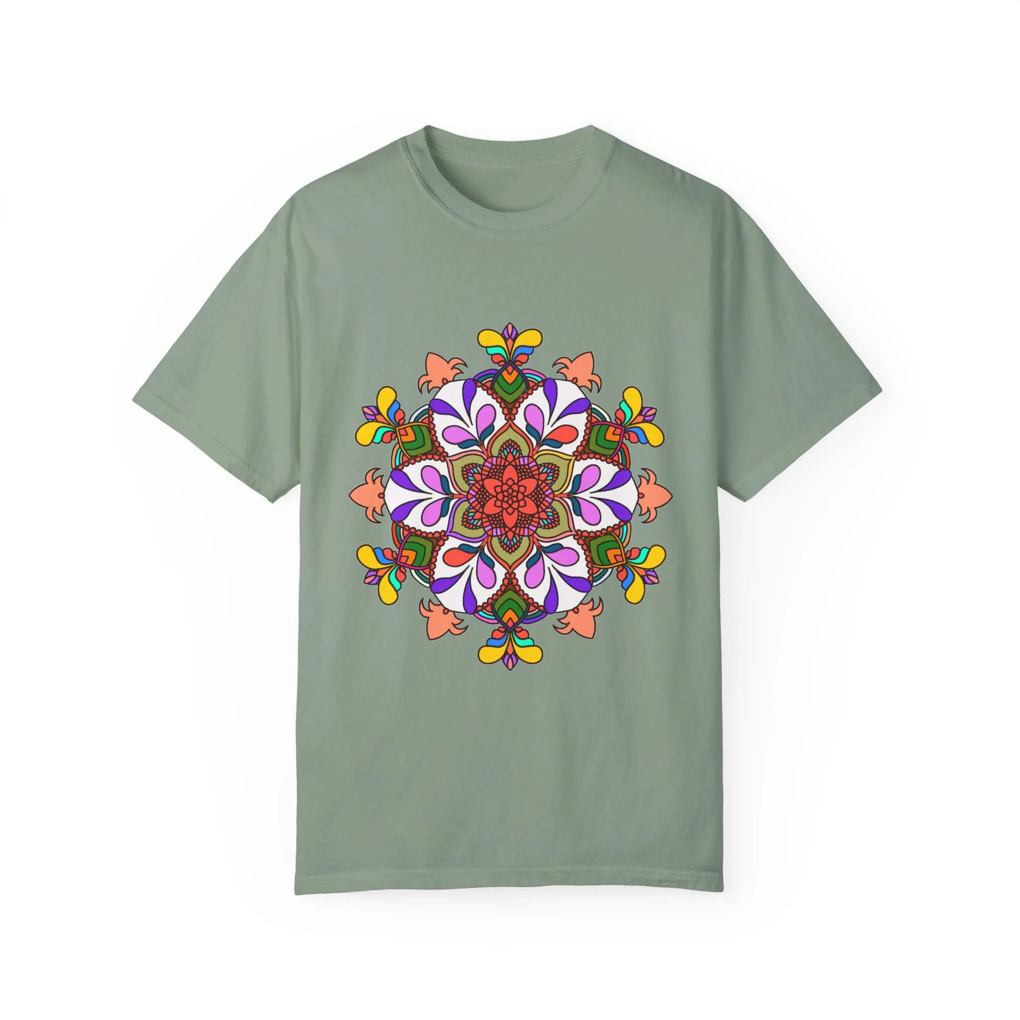 Hand-Drawn Mandala Art T-Shirt - 100% Ring-Spun Cotton - Garment-Dyed for Extra Comfort