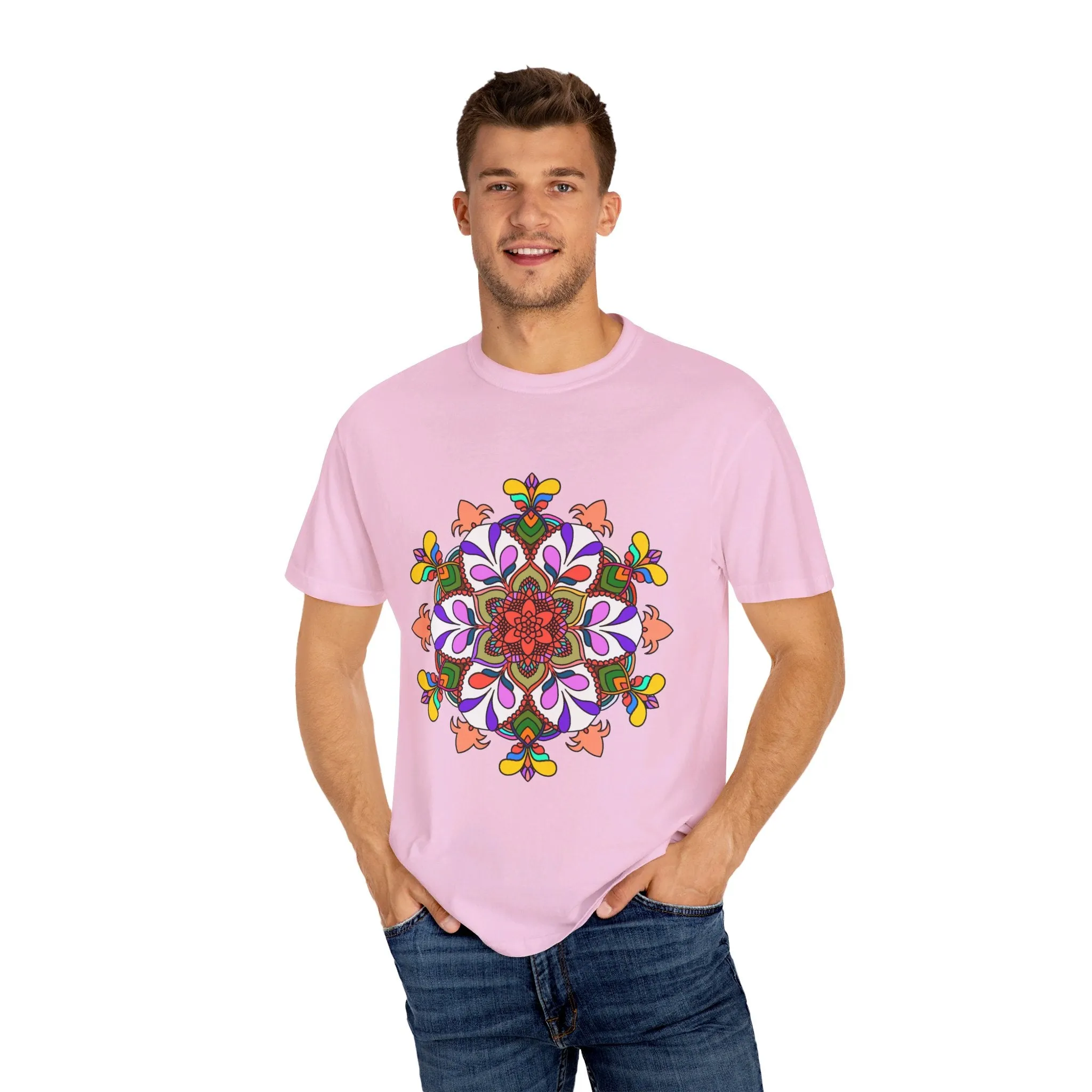 Hand-Drawn Mandala Art T-Shirt - 100% Ring-Spun Cotton - Garment-Dyed for Extra Comfort