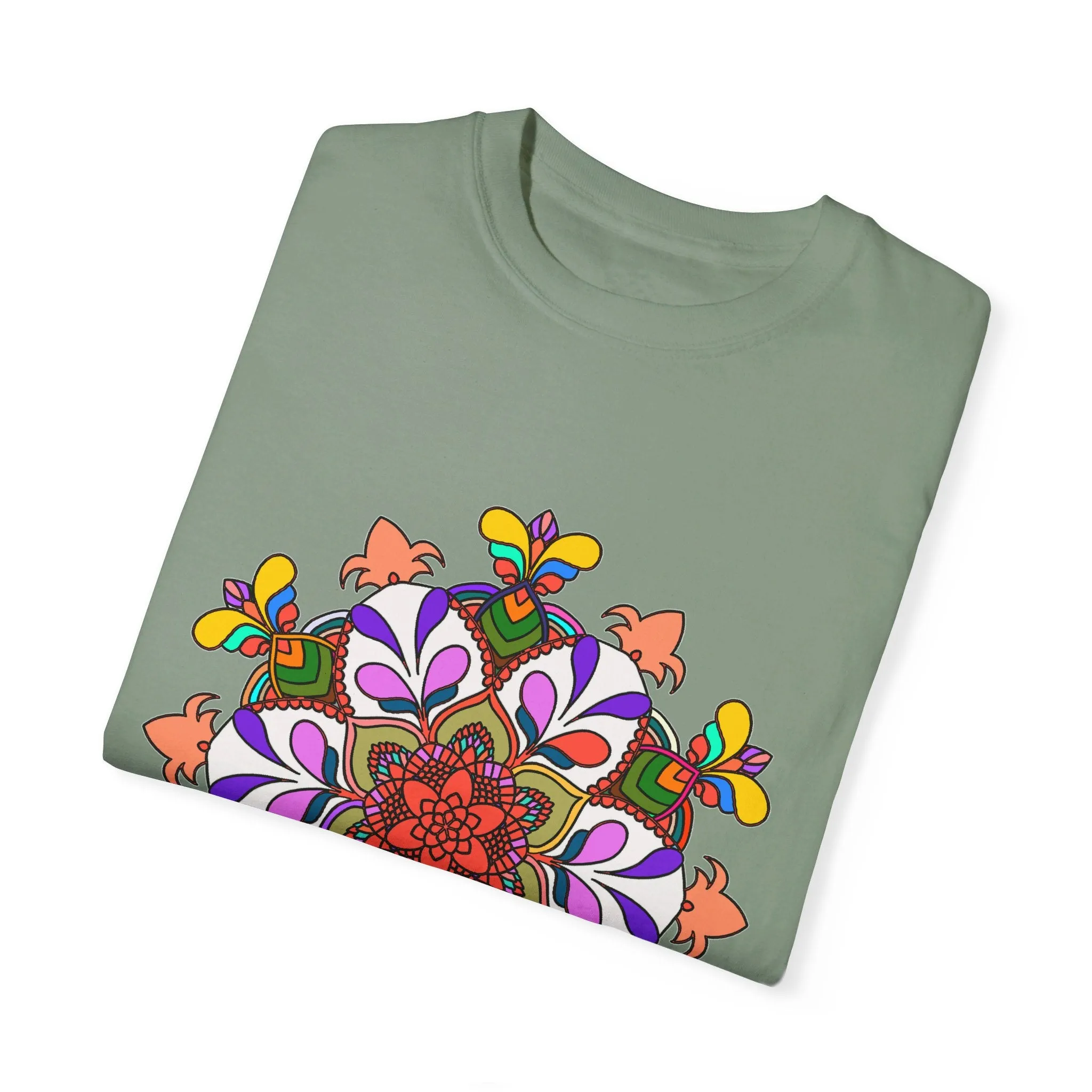 Hand-Drawn Mandala Art T-Shirt - 100% Ring-Spun Cotton - Garment-Dyed for Extra Comfort