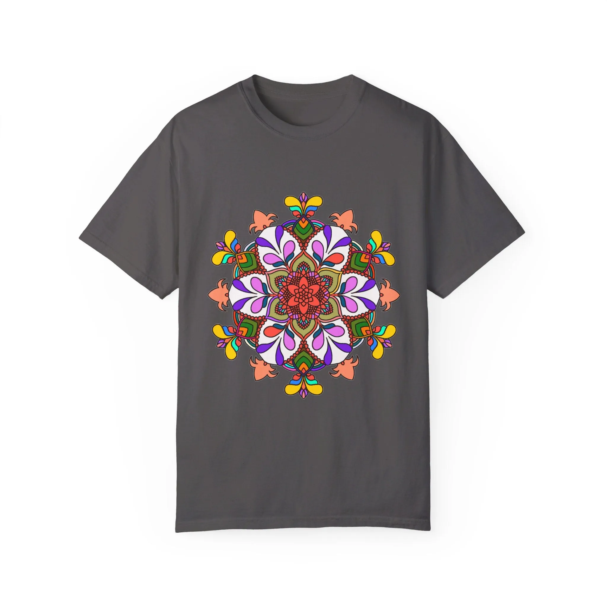 Hand-Drawn Mandala Art T-Shirt - 100% Ring-Spun Cotton - Garment-Dyed for Extra Comfort