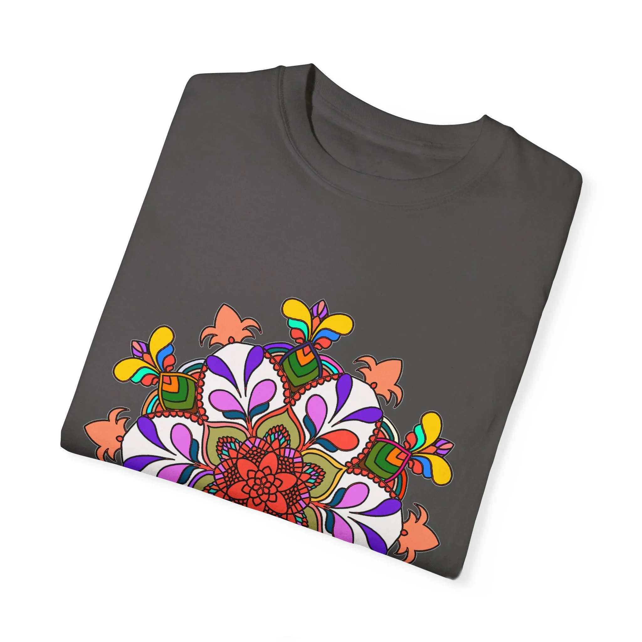 Hand-Drawn Mandala Art T-Shirt - 100% Ring-Spun Cotton - Garment-Dyed for Extra Comfort