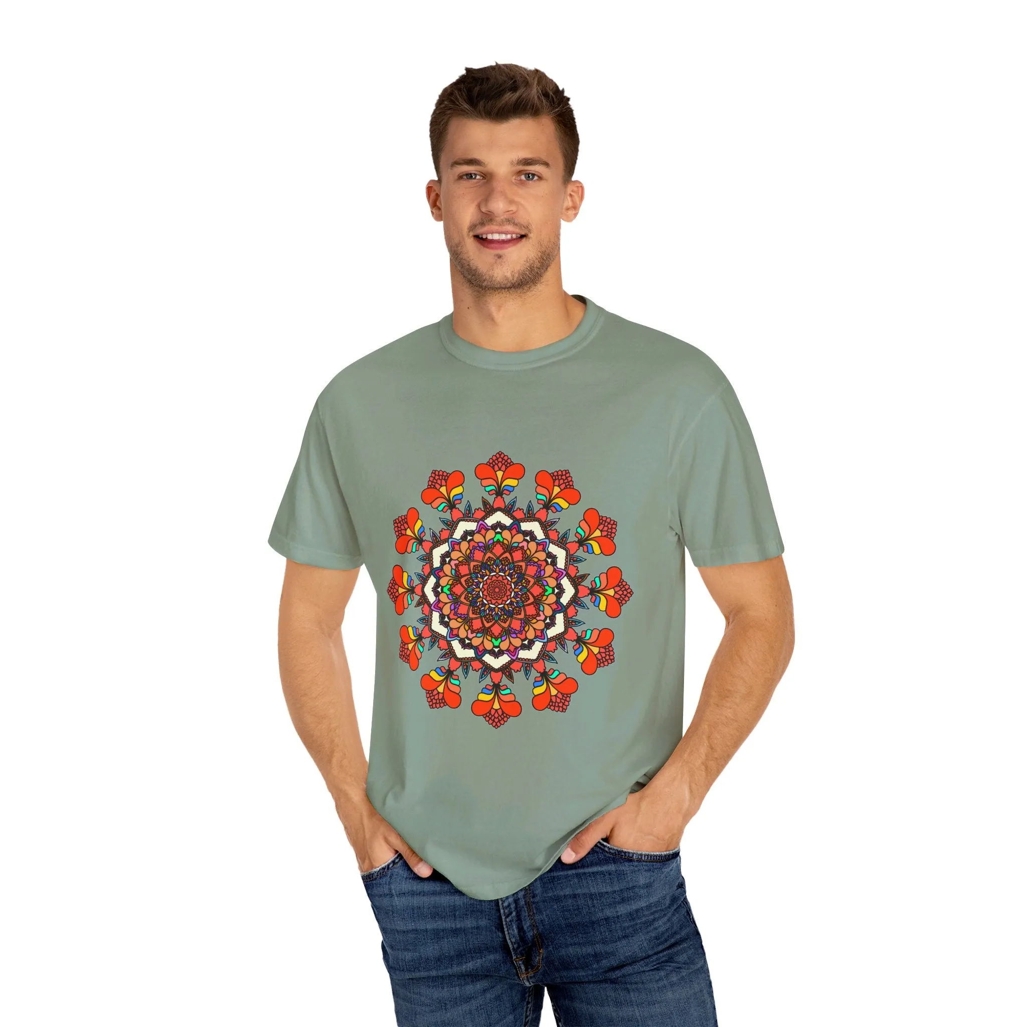 Handmade Mandala Design T-Shirt - 100% Cotton