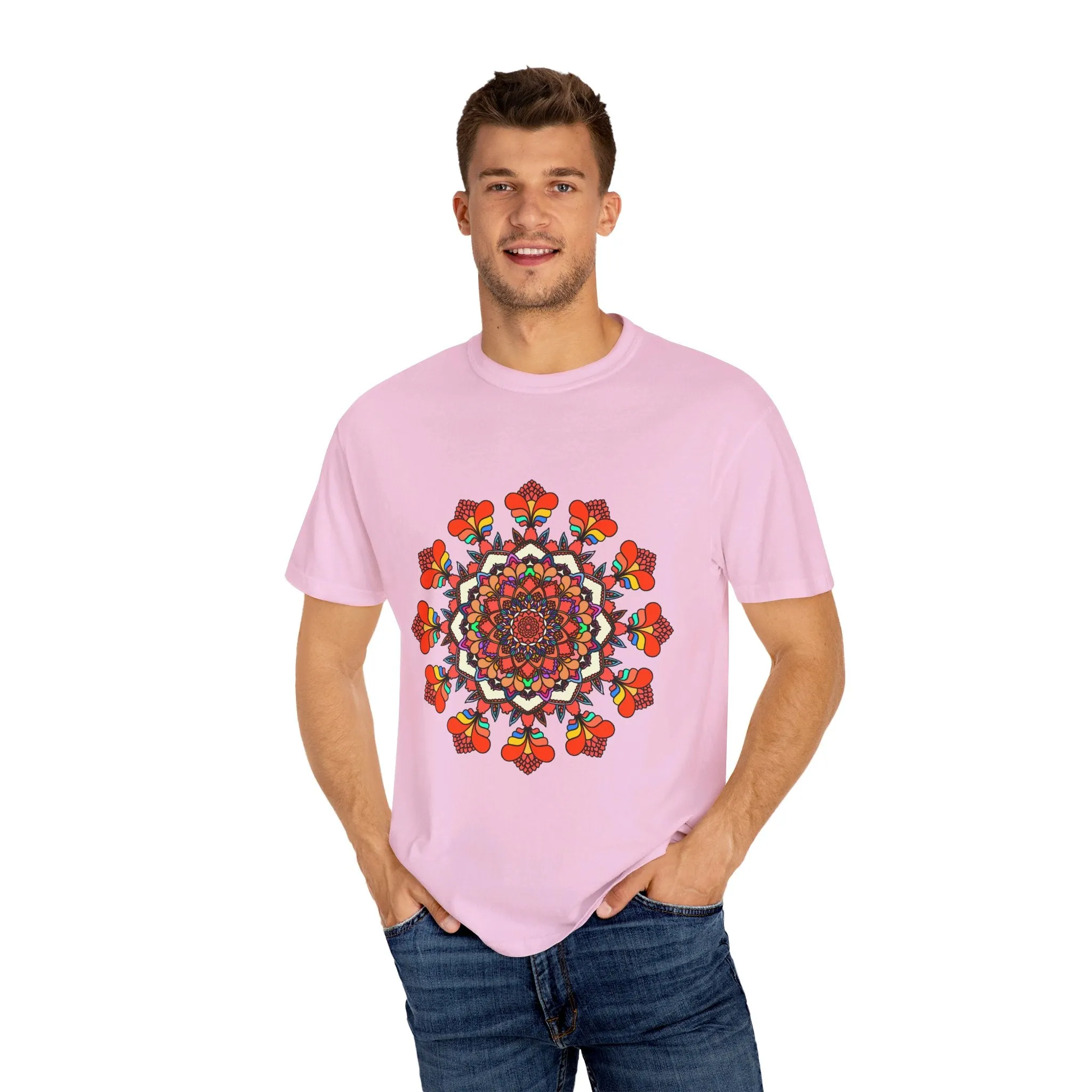 Handmade Mandala Design T-Shirt - 100% Cotton