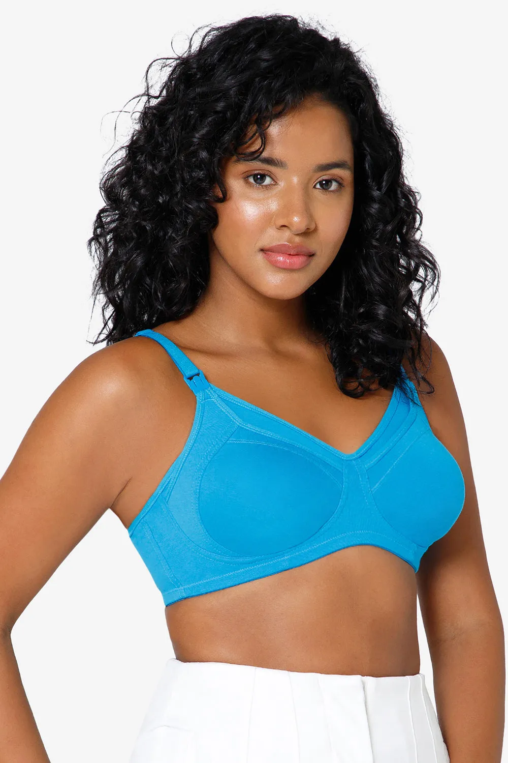 High Coverage Intimacy Nursing Bra - Maternity Bra - Feeding Bra - Blue Attol - FB07