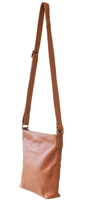 HOOPLA LEATHER CROSSBODY SLOUCH BAG CHESTNUT BROWN