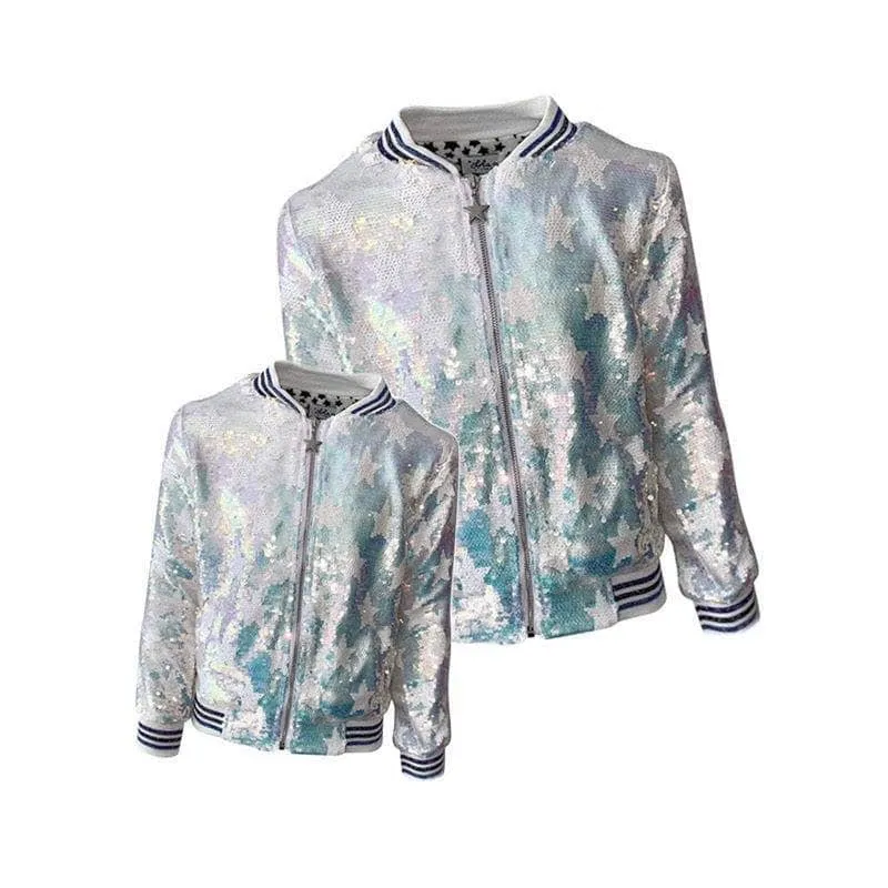 Iridescent Star Sequin Bomber