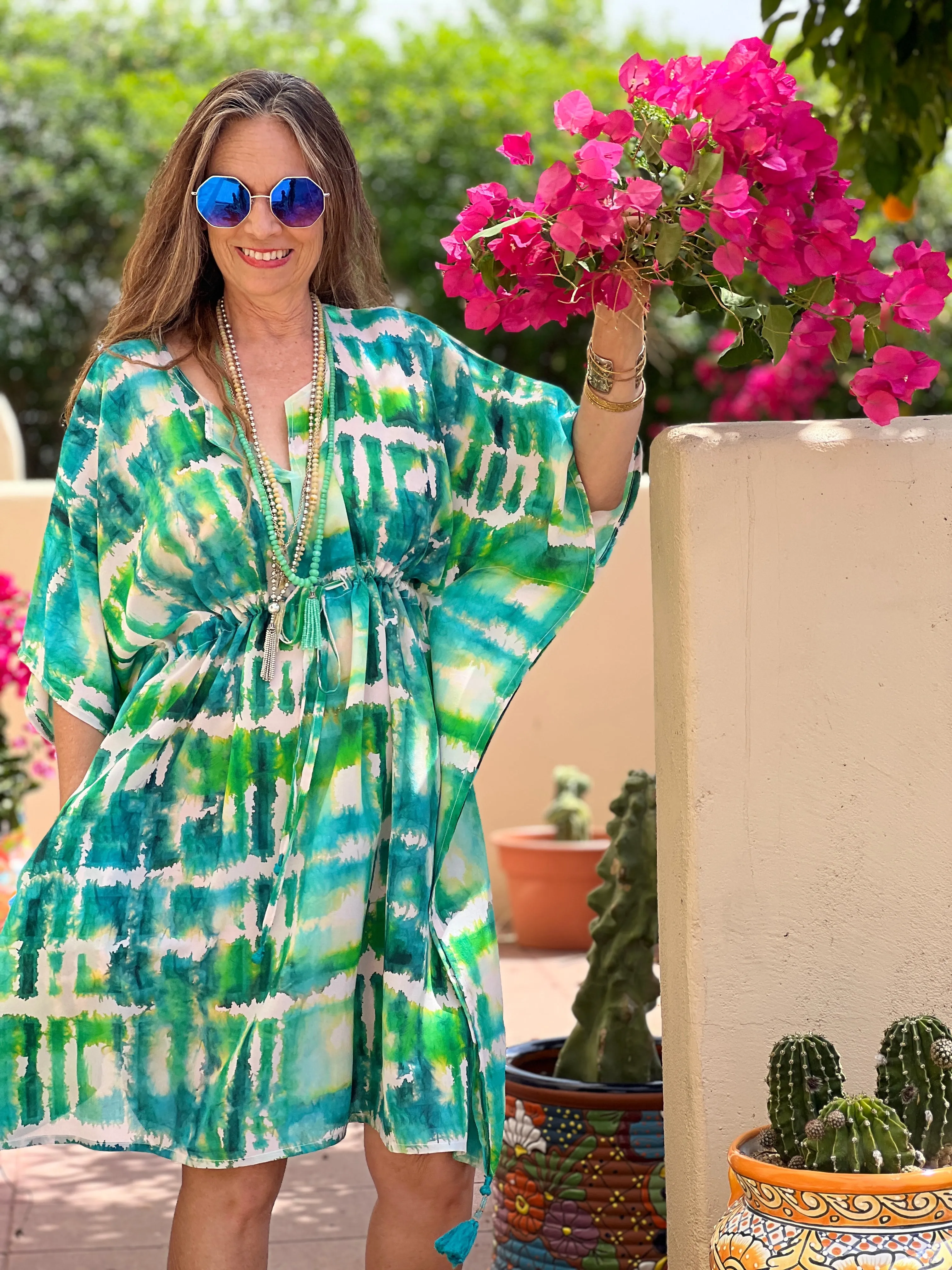 Italian Silk Serenity Midi Kaftan Dress