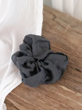 Jumbo Linen Scrunchie Charcoal