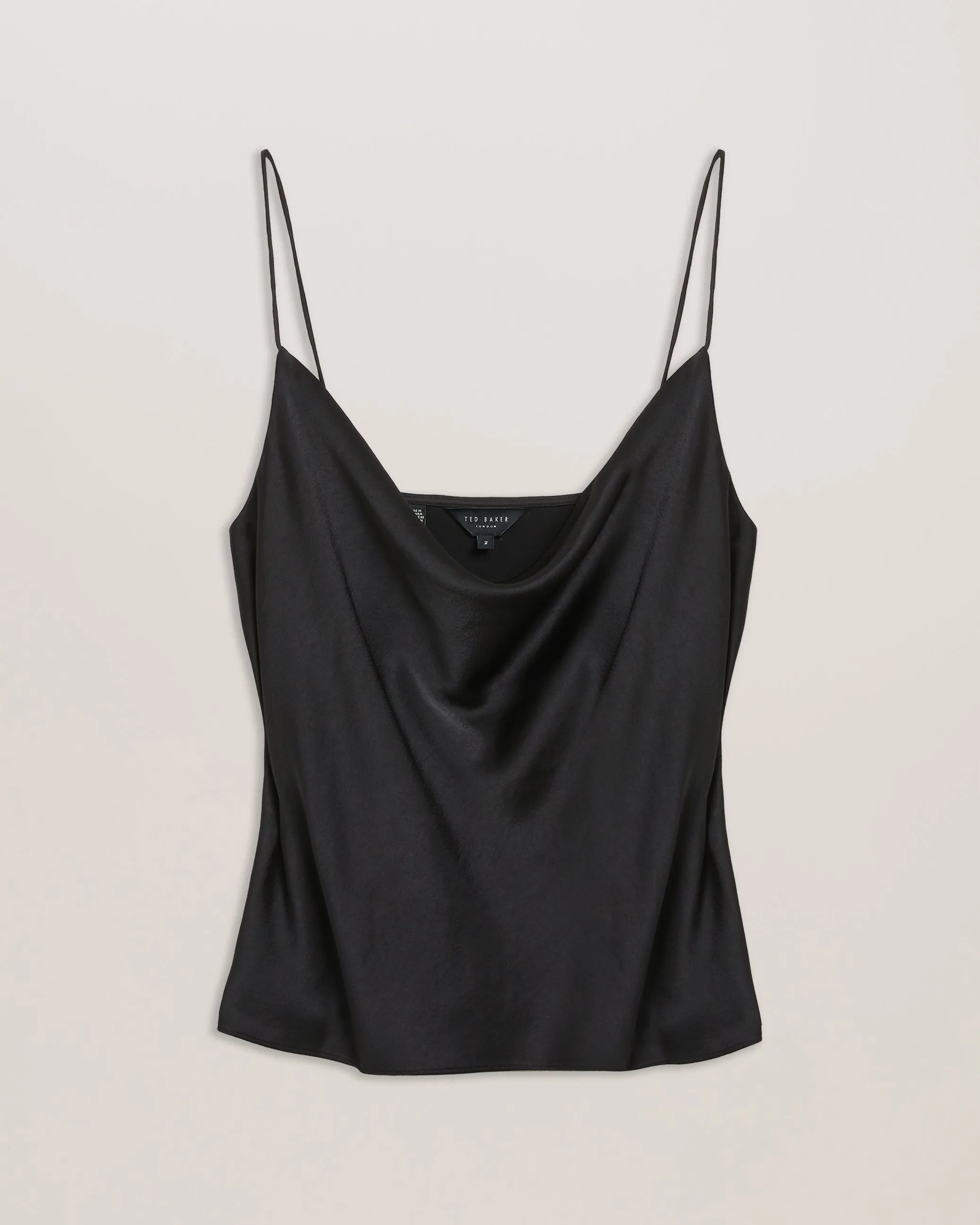 Kiti Satin Cowl Neck Cami Top Black