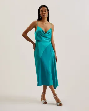 Kiti Satin Cowl Neck Cami Top Brt-Green