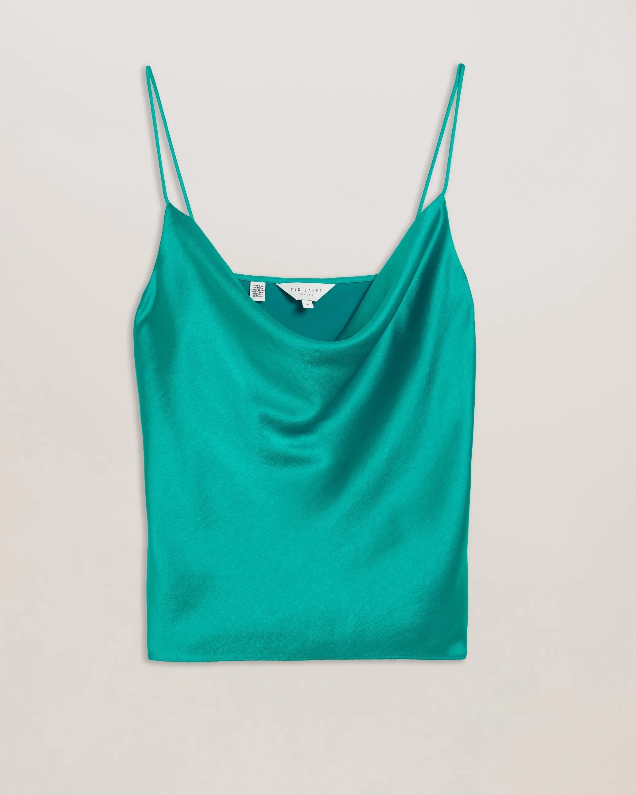 Kiti Satin Cowl Neck Cami Top Brt-Green