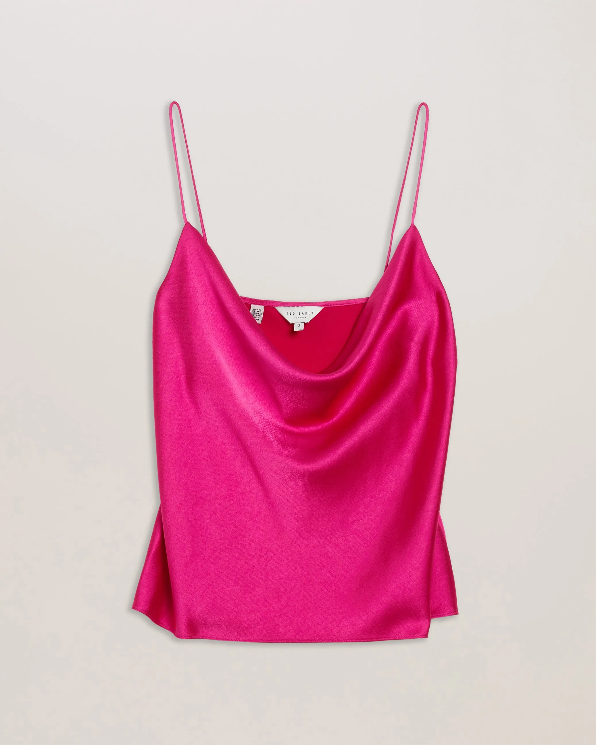 Kiti Satin Cowl Neck Cami Top Brt-Pink