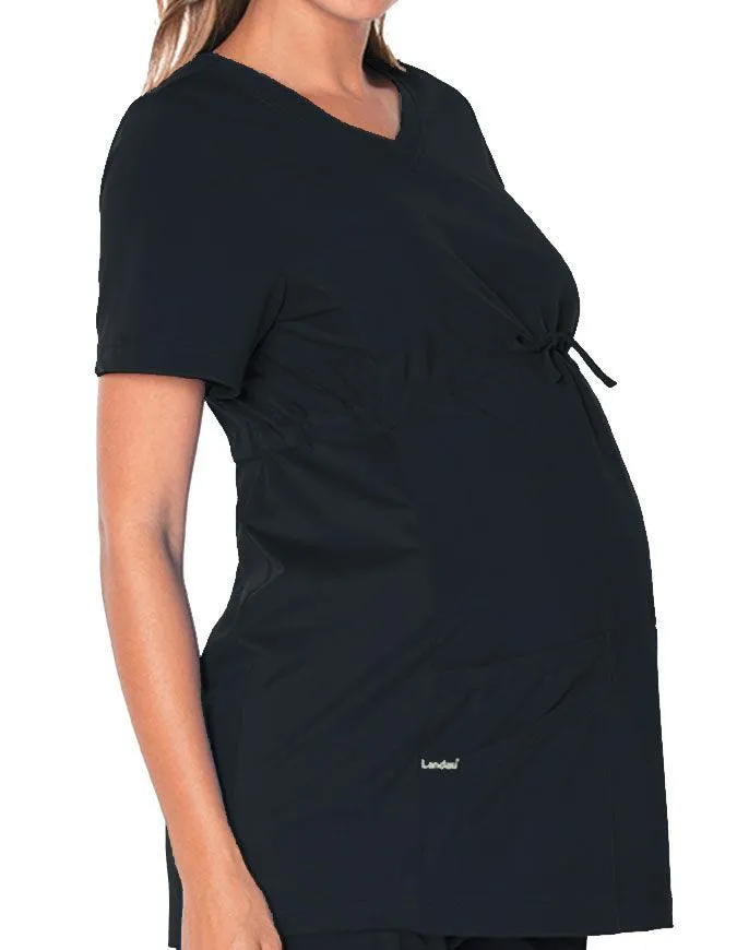 Landau Proflex Women's Maternity V-Neck Tunic Solid Scrub Top