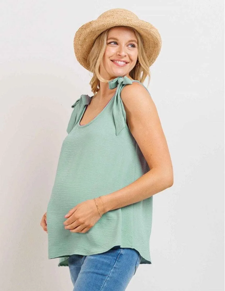 Lillian Tie-Shoulder Maternity Top | Nursing Friendly