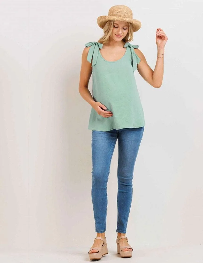 Lillian Tie-Shoulder Maternity Top | Nursing Friendly