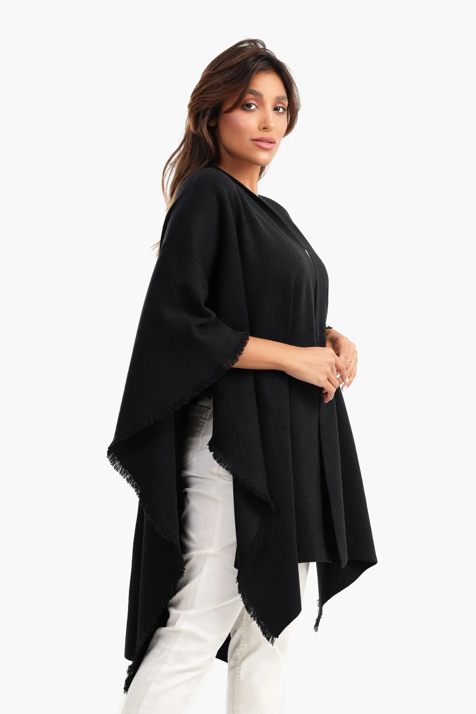 Loose Fit Solid Pattern Poncho