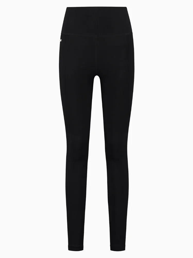 LUNA SCULPT seamless high-waisted rib legging - Black