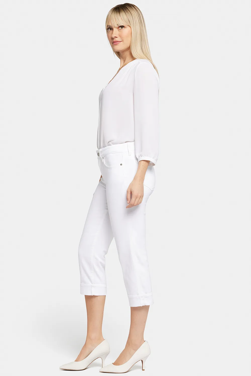 Marilyn Straight Crop Jeans In Petite - Optic White