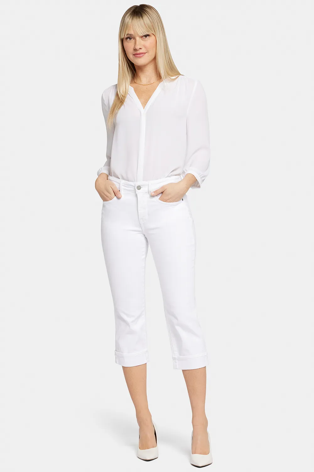 Marilyn Straight Crop Jeans In Petite - Optic White