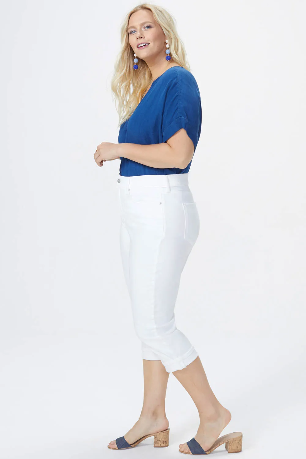 Marilyn Straight Crop Jeans In Plus Size - Optic White