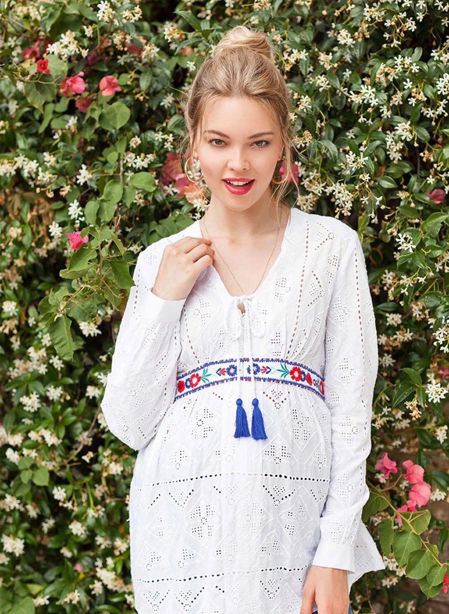 Maternity & Nursing Embroidered Blouse - Paradise