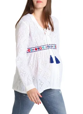 Maternity & Nursing Embroidered Blouse - Paradise