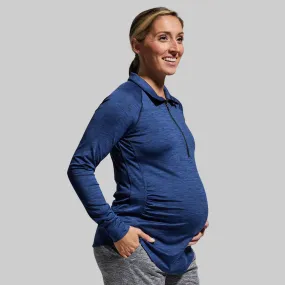 Maternity Zip Neck Athleisure Long Sleeve (Navy)