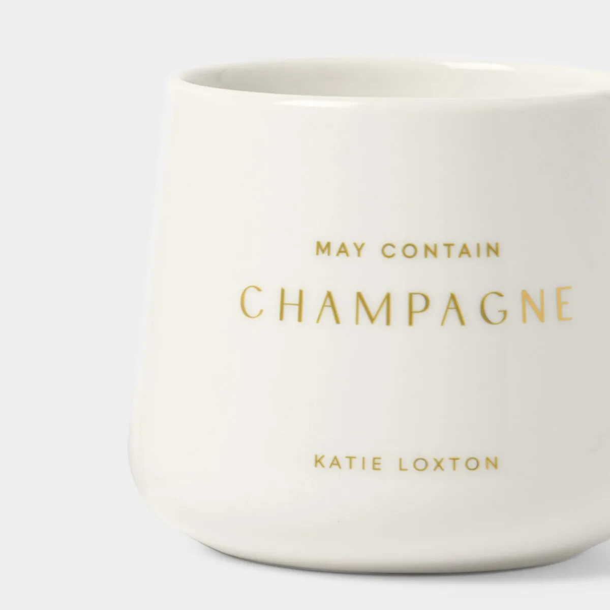 'May Contain Champagne' Porcelain Mug | White & Gold