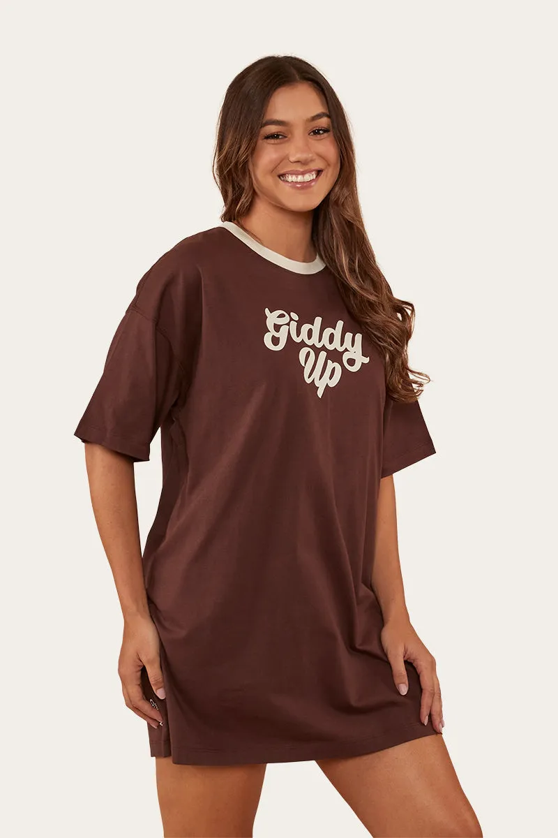 Melrose Womens T-Shirt Dress - Chocolate