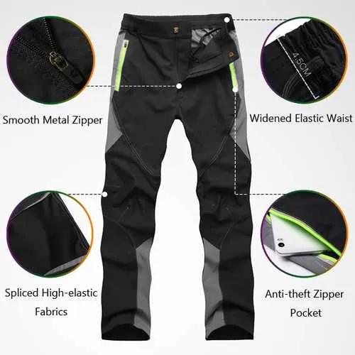 Mens Outdoor Ultra Thin Waterproof High Elastic Sport Pants Quick Dry Breathable Slim Fit Trousers