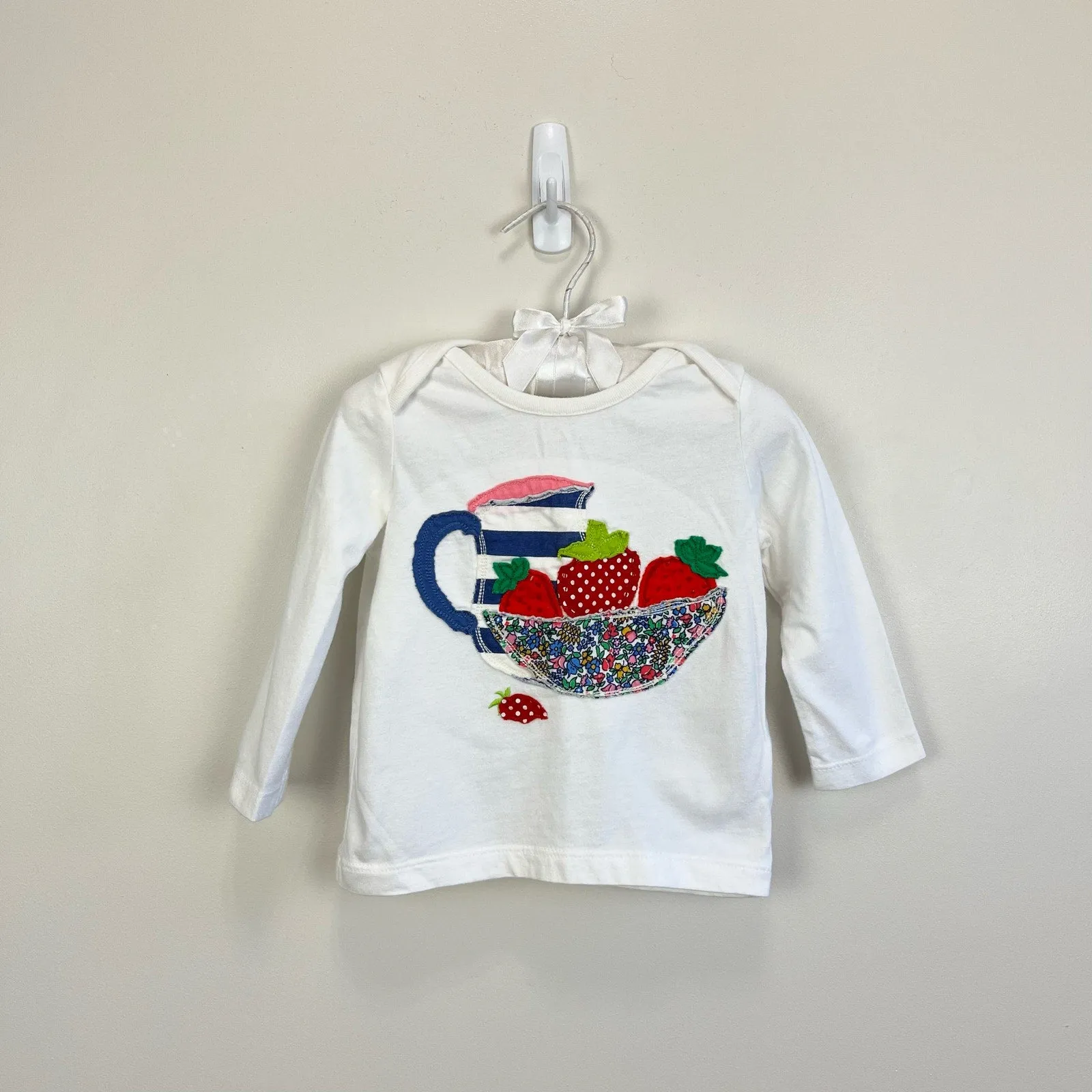 Mini Boden Fruit Bowl Applique Shirt 6-12 Months