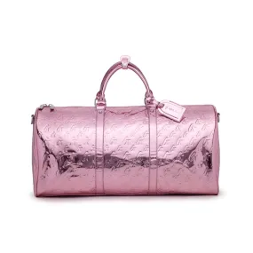 MONOGRAM DUFFLE BAG METALLIC PINK