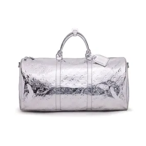 MONOGRAM DUFFLE BAG METALLIC SILVER