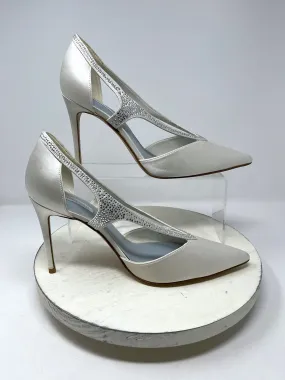 Nine West Size 12 Ivory Crystal Studded Heels NWOB