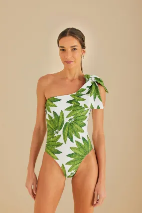 Off-White Palm Fan One Piece Swimsuit