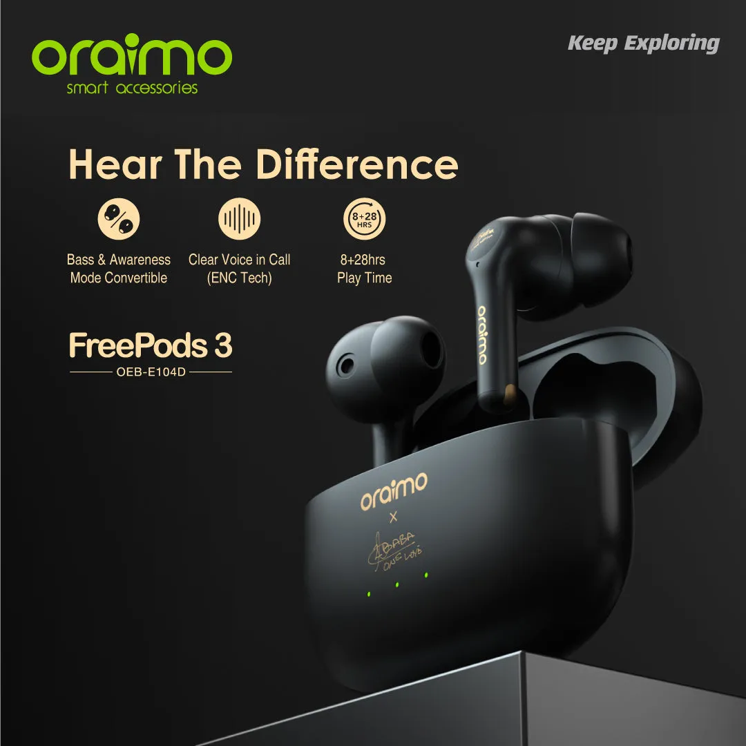 oraimo FreePods 3 TWS True Wireless Stereo Earbuds