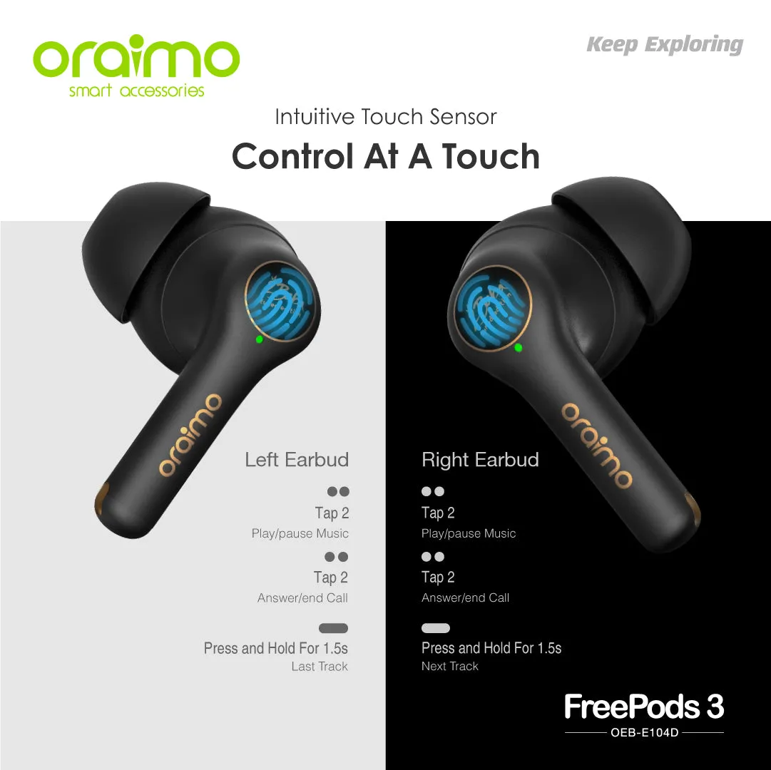 oraimo FreePods 3 TWS True Wireless Stereo Earbuds