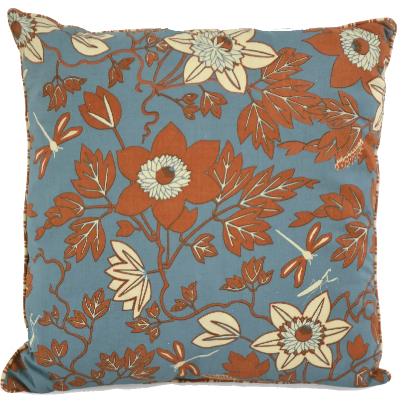 Passion Flower Blue Spice Cushion Cover, 45cm