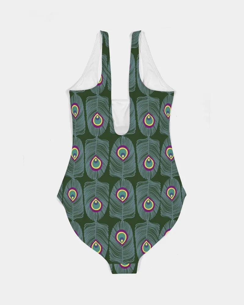 Peacock Tail Feminine One-Piece Swimsuit